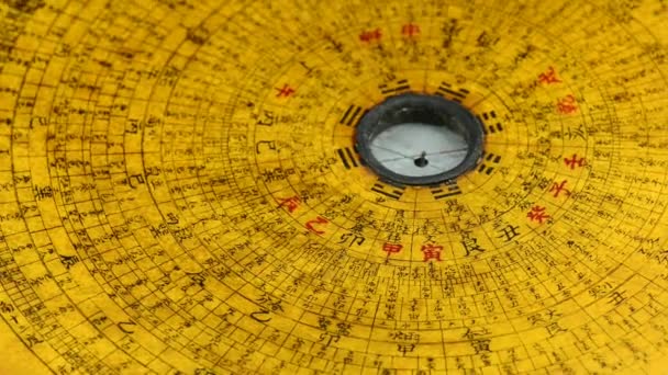 Feng Shui Kompass auf einem Drehtisch — Stockvideo