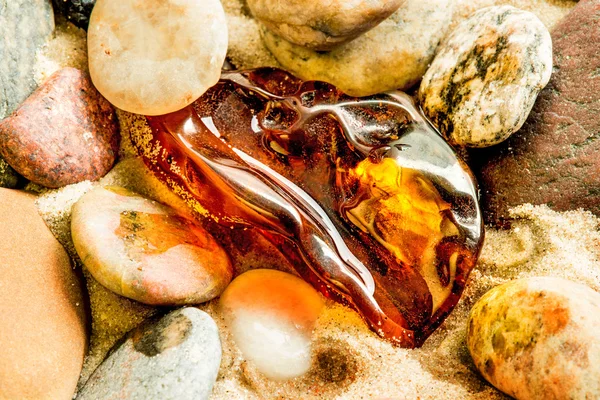 Ámbar en una playa del Mar Báltico — Foto de Stock