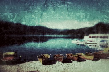 Göl Titisee siyah Forwest Almanya, vintage bir görünüm