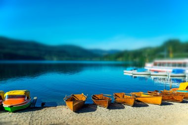 Göl Titisee liman ve deniz araçları ile Almanya'da