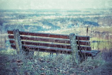 Park bankında panorama vintage tarzı ile