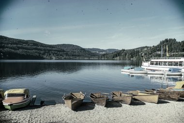 Göl Titisee Black Forest Almanya, vintage bir görünüm
