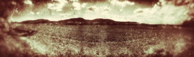 Panoramik manzaralarını sunan vintage görünümünde Swabian Alb