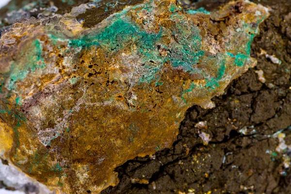 Peça Pedra Com Minério Cobre Close — Fotografia de Stock