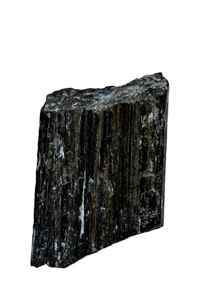 Tormalina Schorl Ritagliato Sfondo Bianco — Foto Stock