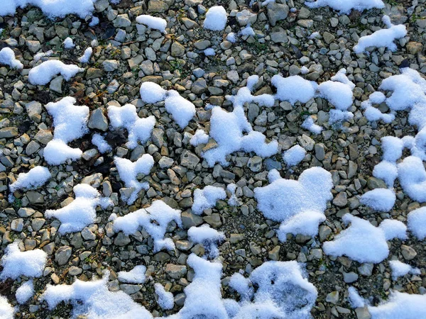 Residuos Nieve Guijarros Invierno Alemania —  Fotos de Stock