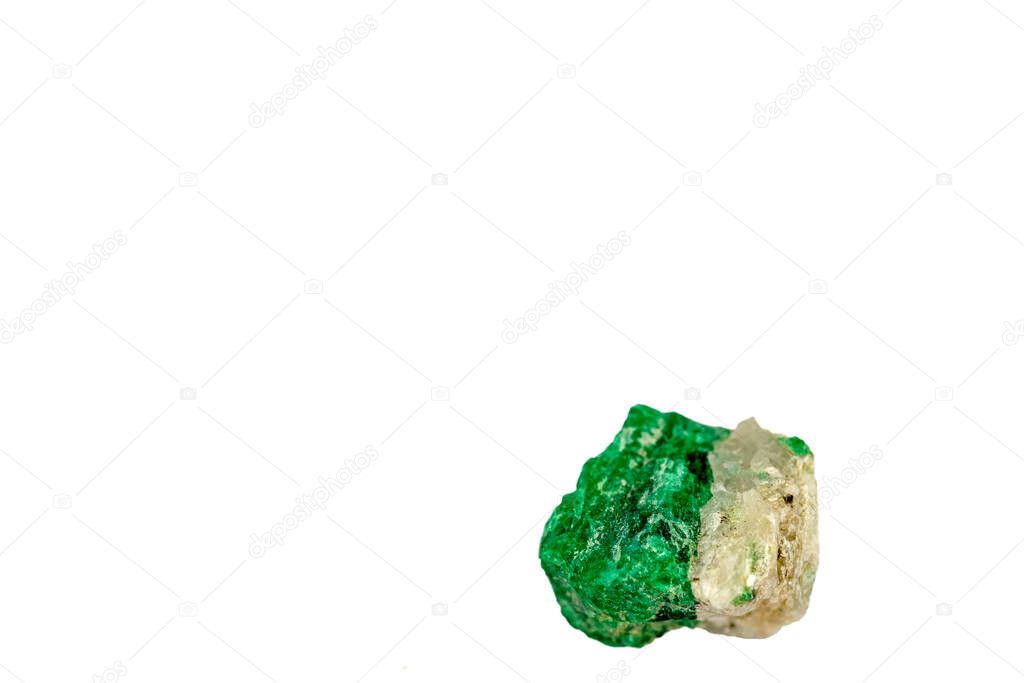 emerald on a white background