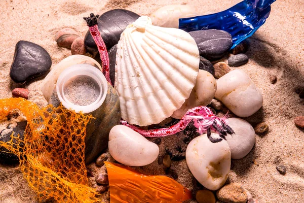 Contaminación Plástica Una Playa —  Fotos de Stock