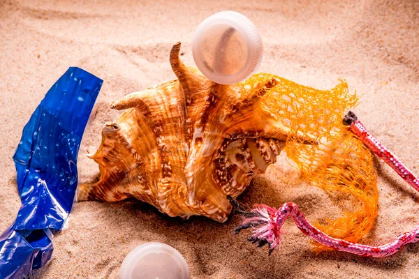 Contaminación Plástica Una Playa —  Fotos de Stock