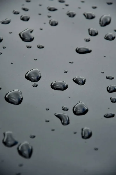 Rain Drops Car Engine Hood — Stock Photo, Image