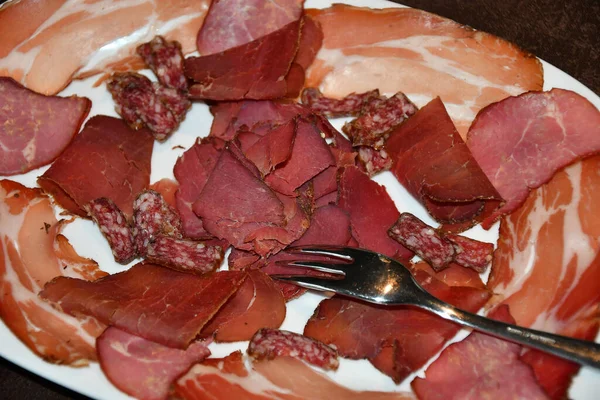 Plate Austrian Ham Sausage — Stock Photo, Image