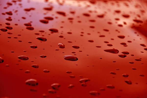 Rain Drops Car Engine Hood — Stock Photo, Image