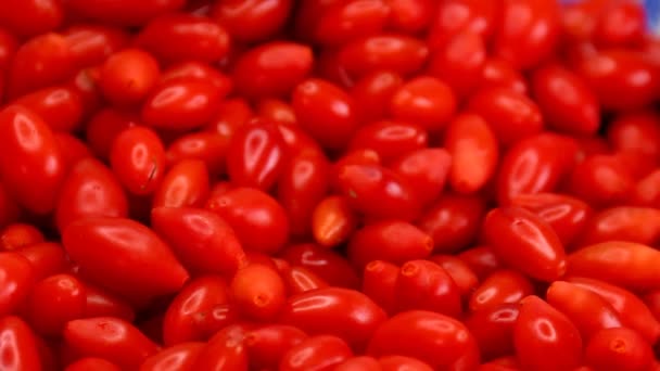 Frisch Geerntete Goji Beeren Auf Einem Wendetisch — Stockvideo