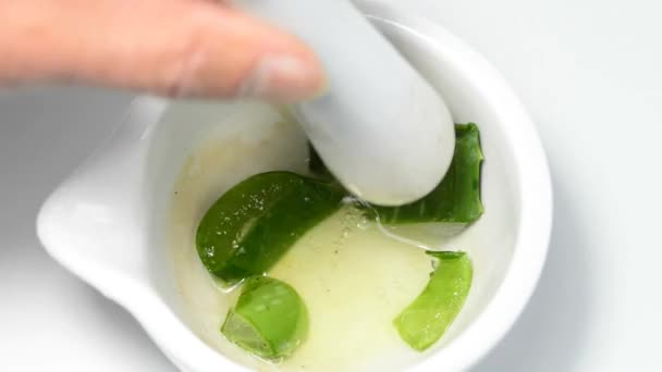 Espremendo suco de Aloe vera — Vídeo de Stock