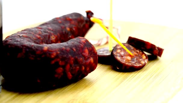 Chorizo, sausage of Spain — Stock Video