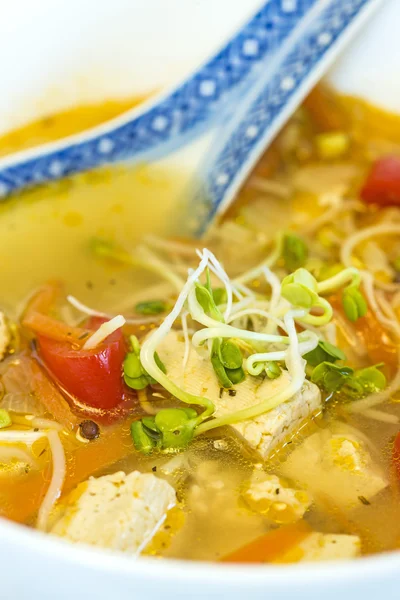 Chinese soup with tofu — Stock Photo, Image