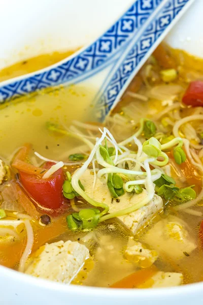 Chinese soup with tofu — Stock Photo, Image