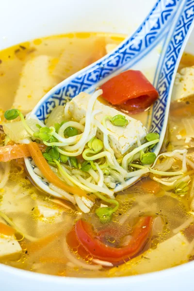 Chinese soup with tofu — Stock Photo, Image