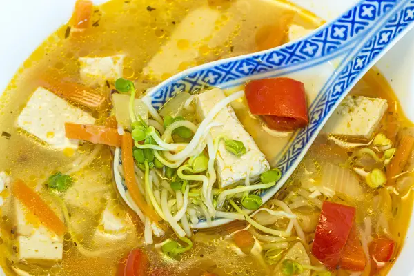 Chinese soup with tofu — Stock Photo, Image