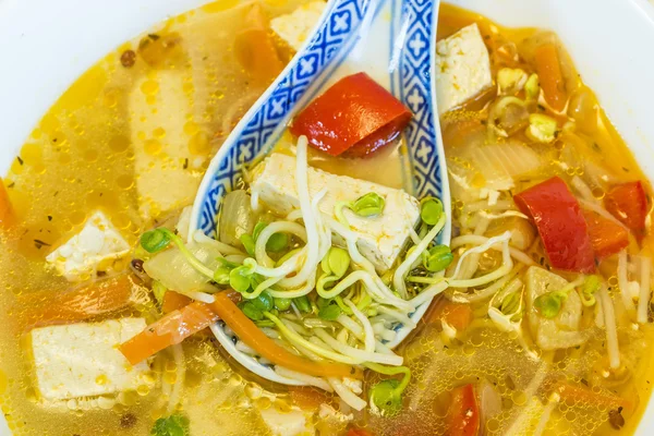 Chinese soup with tofu — Stock Photo, Image