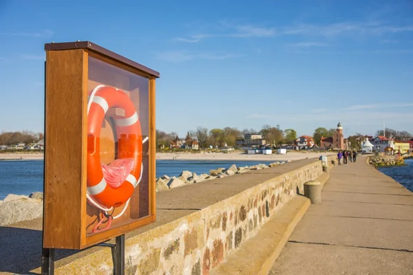 Mole of Ustka, Poland, with life-saver — Stock Photo, Image