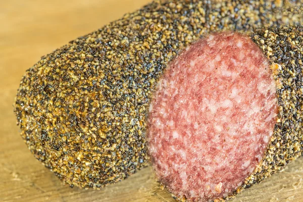 Salami with pepper — Stock Photo, Image