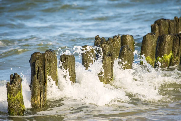 Балтійське море з хвилерізи і серф — стокове фото