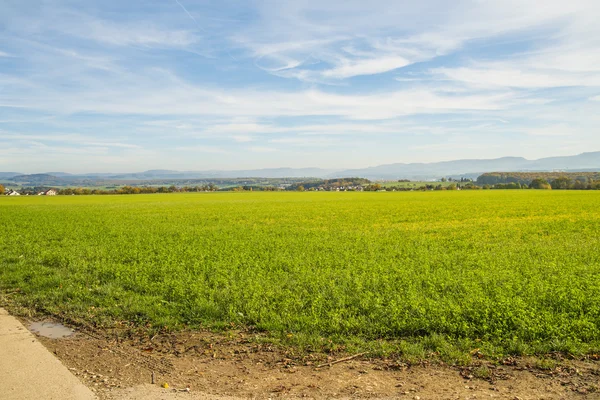 Country idyll with view to German highlands — Stock Photo, Image