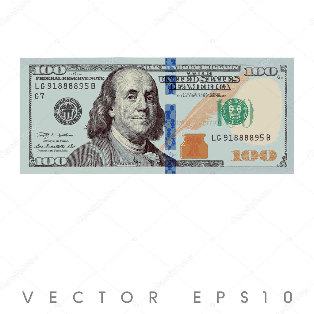 Vector - One hundred dollar bills, isolated on white. Stock Vector by ...