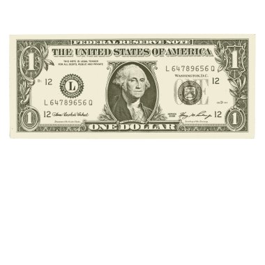 Vector - One dollar bills, isolated on white. clipart