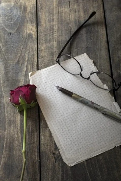 Love letter and rose — Stock Photo, Image