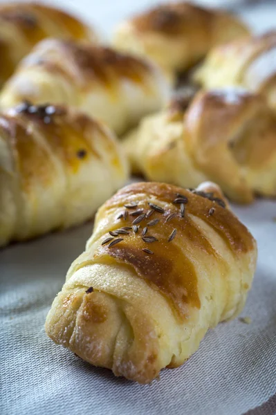 Mini croissants filled with cheese — Stock Photo, Image