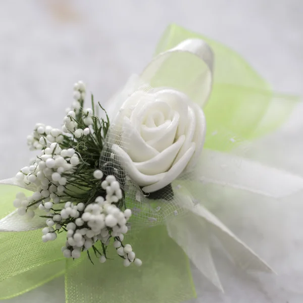 Wedding boutonniere on table — Stock Photo, Image