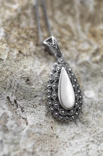 Beautiful vintage old female jewelry silver pendant — Stock Photo, Image