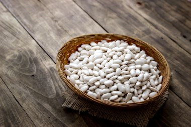 fasulye, yemek closeup tam hasır sepet