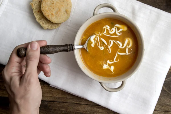 クリームとカボチャ スープ — ストック写真