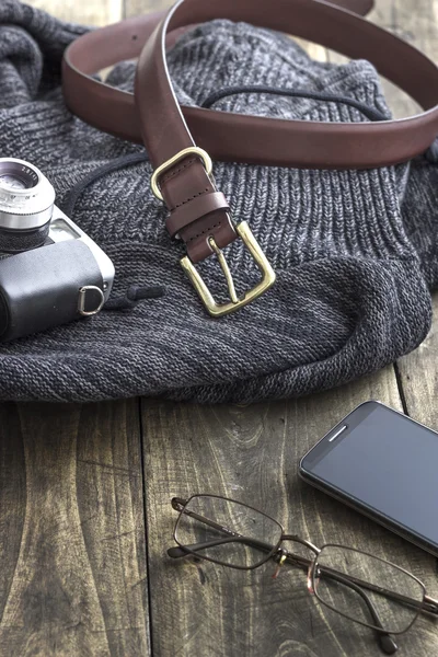 Close up tiro de roupas de inverno dos homens — Fotografia de Stock