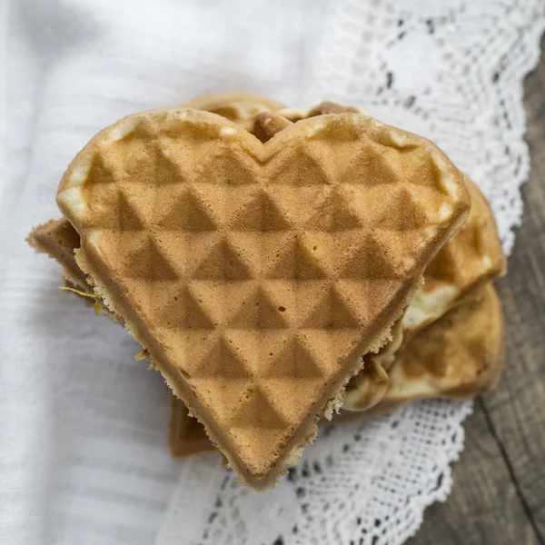 Heart shaped waffles — Stock Photo, Image