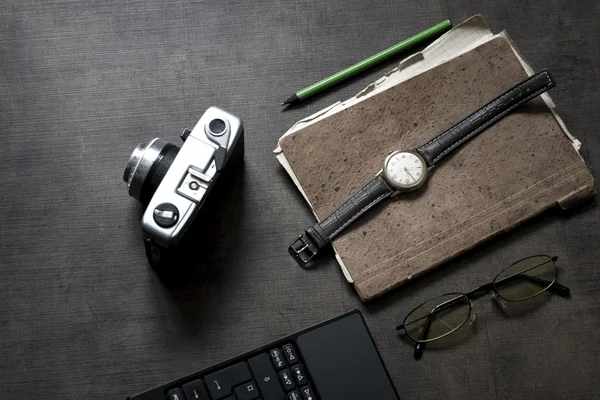 Espaço de trabalho criativo do fotógrafo — Fotografia de Stock