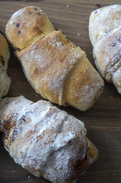 Baked croissants stuffed with jam — Stock Photo, Image