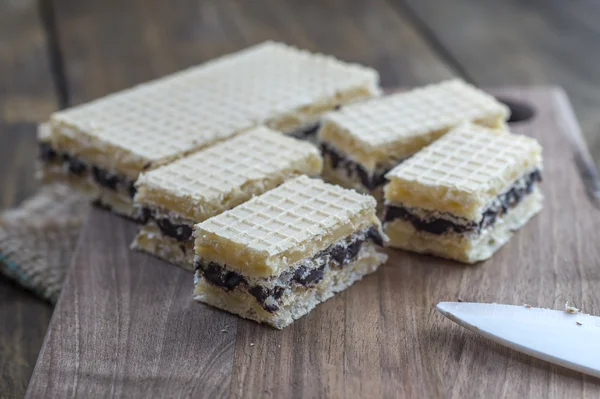 Waffle cake with  chocolate — Stock Photo, Image