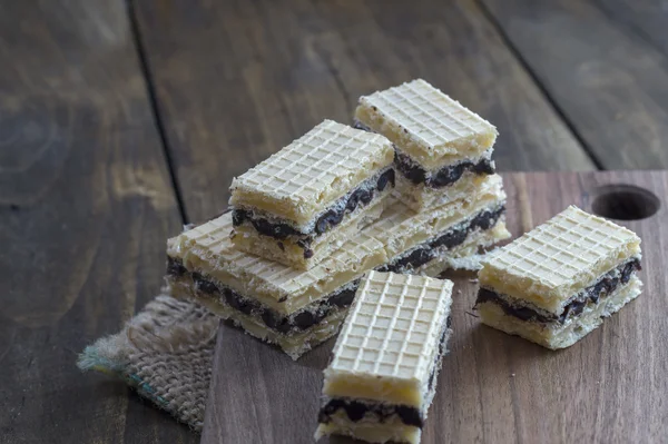 Waffle cake with  chocolate — Stock Photo, Image