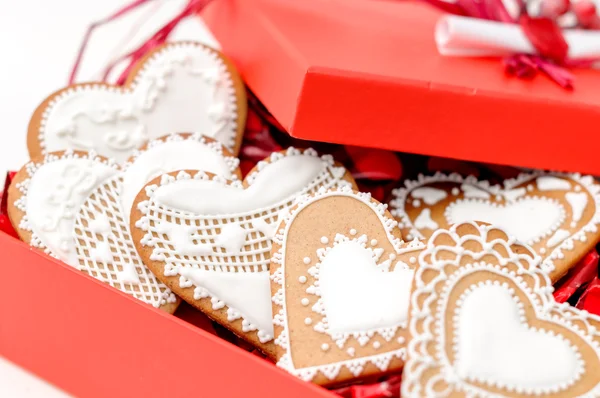 Izolované perník valentine cookie srdce — Stock fotografie