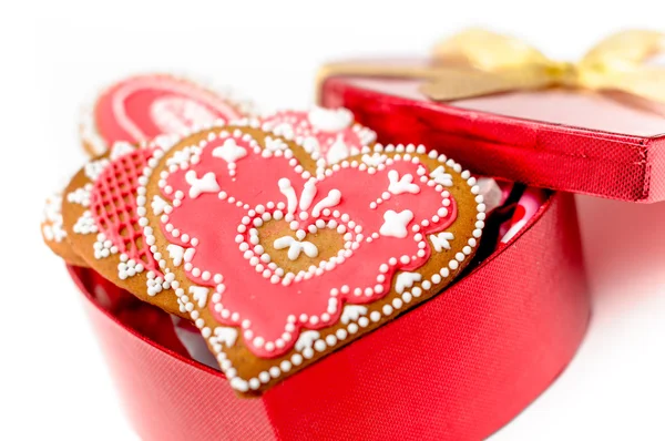 Izolované perník valentine cookie srdce — Stock fotografie