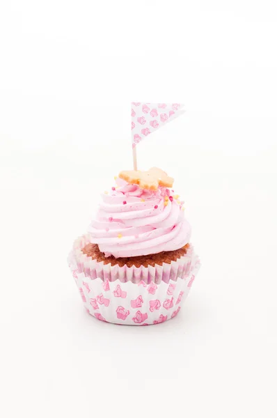 Um belo cupcake rosa e violeta — Fotografia de Stock