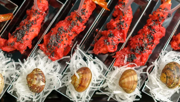 Креветки с соусом и моллюсками Стоковое Изображение