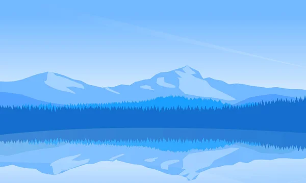 Mountains landscape wallpaper. Illustration of mountains, lake, trees and mirror landscape.