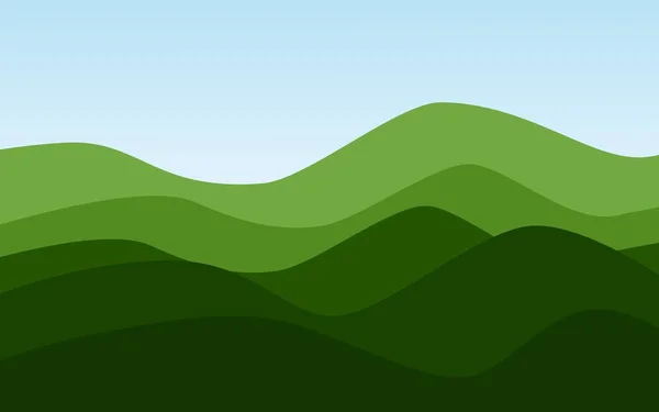 Illustratie Van Groene Heuvels Uitzicht Met Blauwe Gradiënt Hemel Groen — Stockfoto