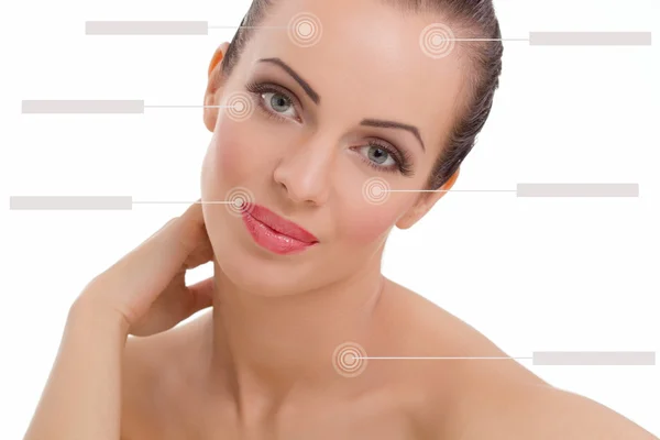 Close-up portrait of young, fresh and natural woman with the dot — Stock Photo, Image
