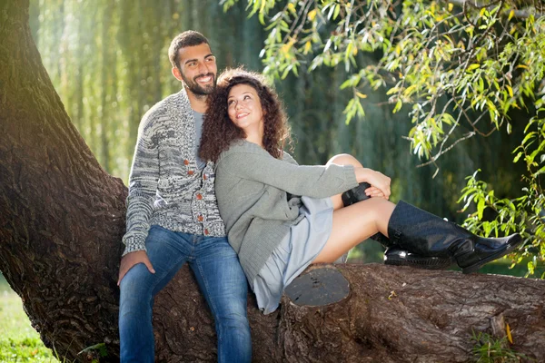 Belo jovem casal apaixonado no parque — Fotografia de Stock